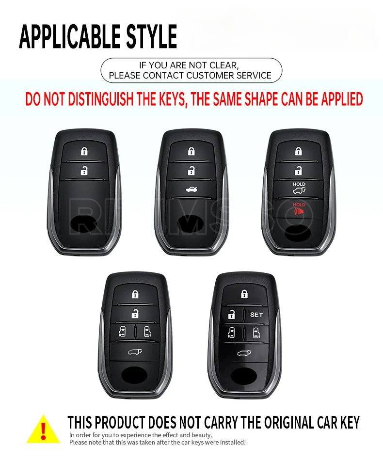 Alloy Car Zinc +Tpu Key Case Cover Shell For Toyota 86 Alphard VELLFIRE PREVIA Rav4 Hilux Fortuner Land Cruiser Innova ddmysmile Camry Smile +