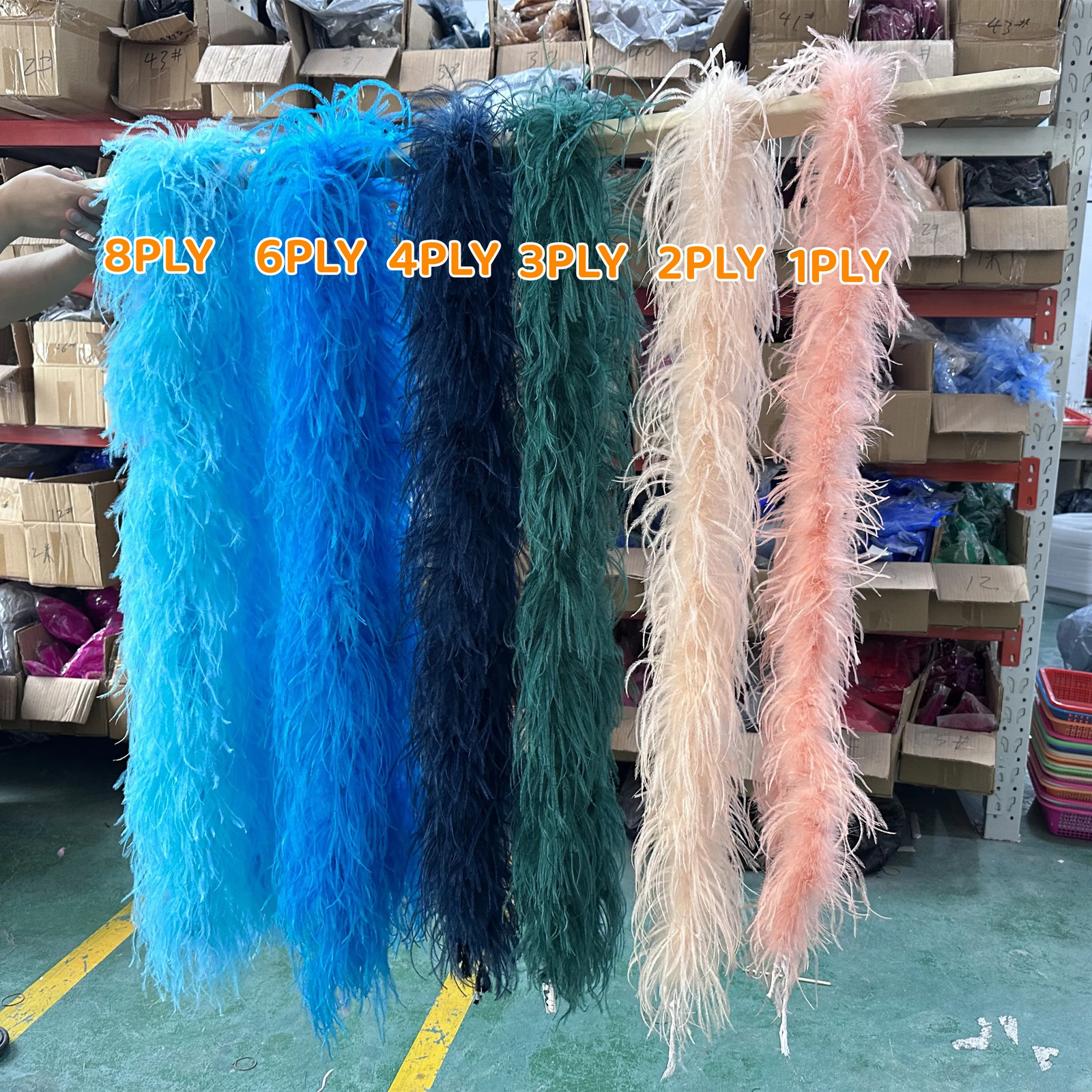 1-6PLY Color Oriental Feather Boa Shawl 2-meter Retro Decorative Ruffle Scarf Wedding Dress DIY Sewing Accessories Customization 241108