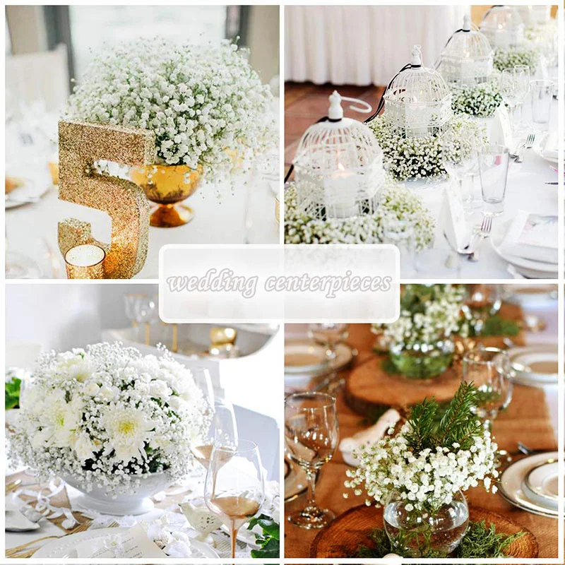 Breath Artificial Gypsophila Baby's Flowers Bouquets PU Fake Flower for Wedding Party Wreath Floral Arrangement Home Decoration smile