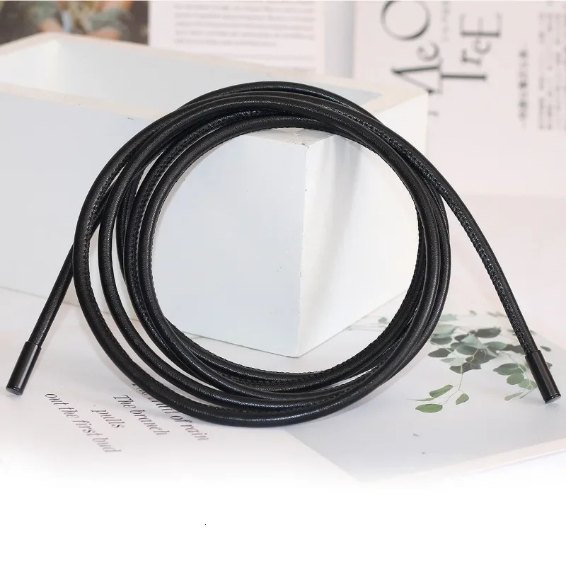 Womens waist belt with Versatile bow and dress long knot sheepskin ultra-fine fiber leather round leather rope 241108