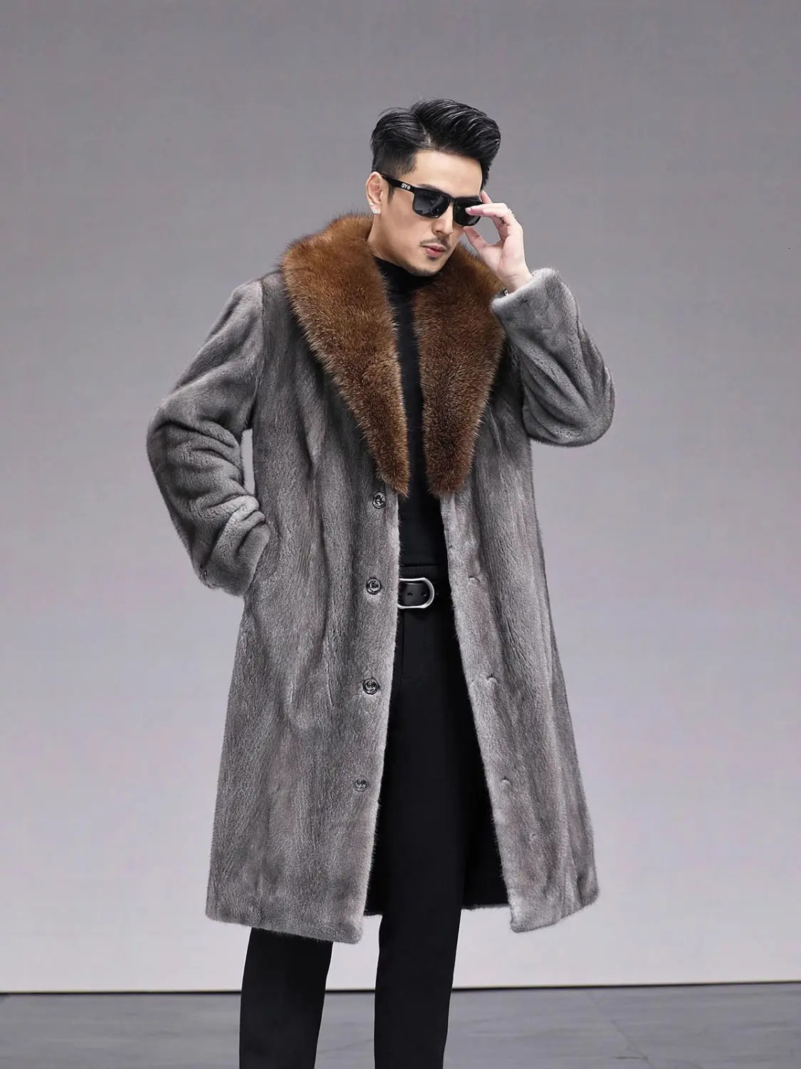 mink full mink mens fur imported velvet mink coat medium long fur mink coat 241108