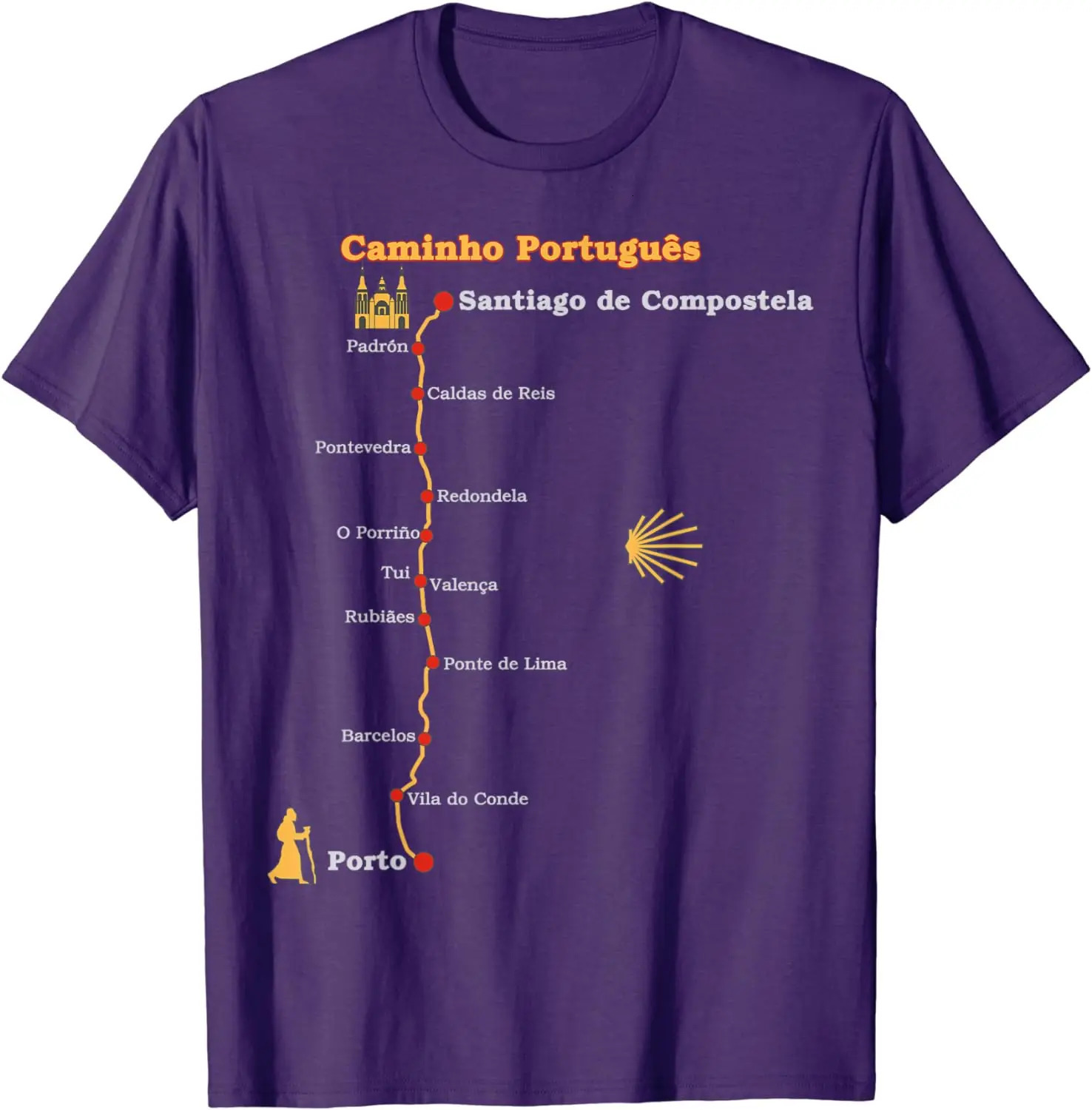 Route Caminho Santiago Camino Portugues TShirt 240409