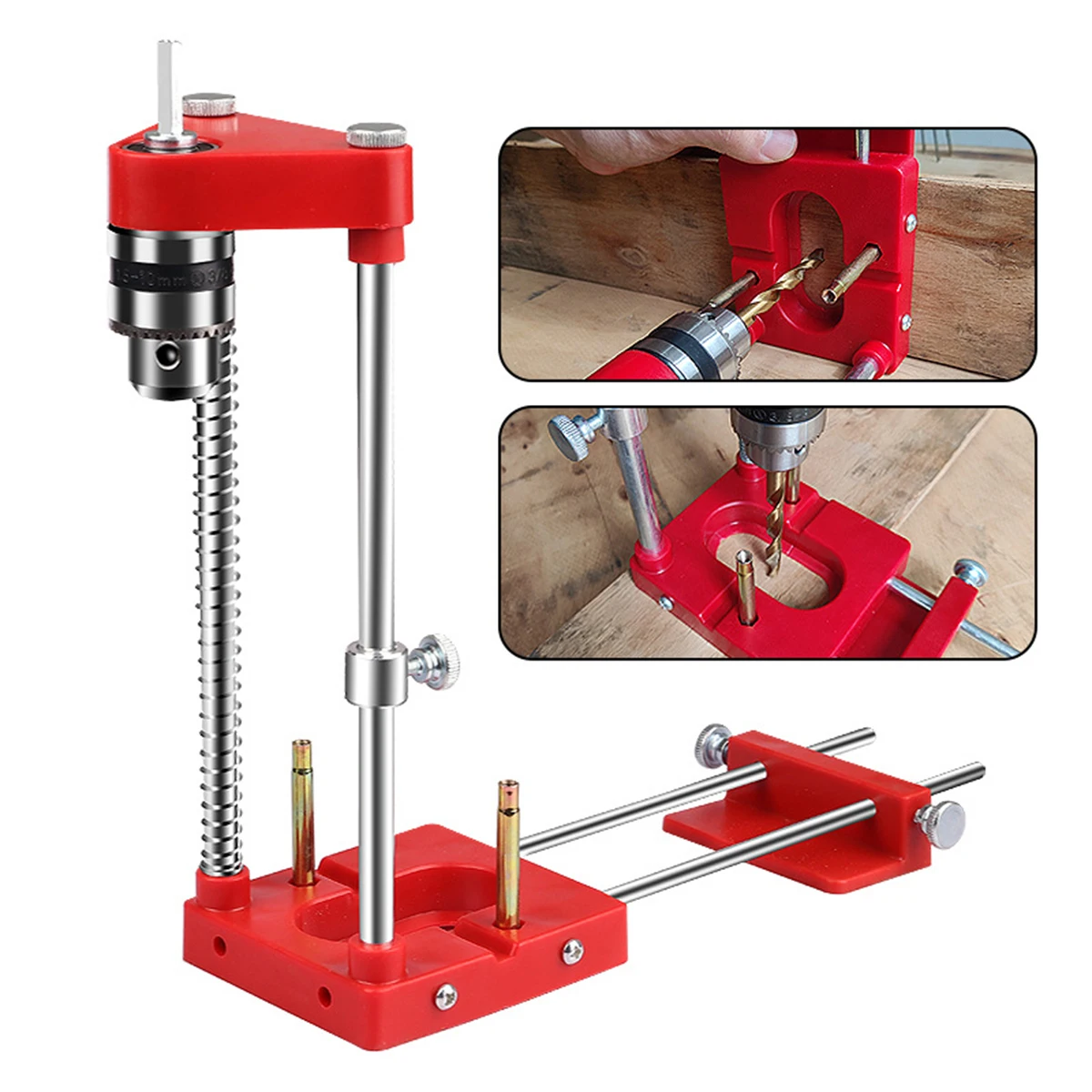Aluminum Alloy Woodworking 1Pc Drill Locator With Scale Precise ddmysmile Drill Guide Dowel Locator Holder Fixture Puncher DIY Home Tool Smile