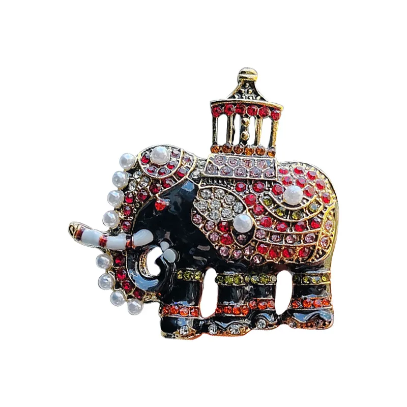 Colorful Rhinestone Quality High Elephant Brooches For Women Vintage Animal Pin Men's Suit Brooch Accessory Jewelry Gift smile