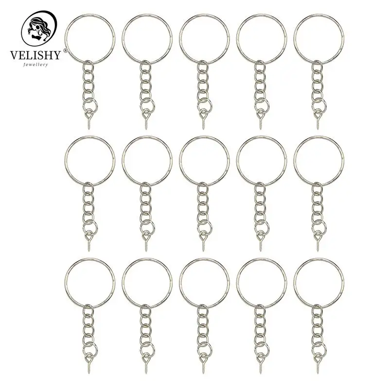 Pin 40Pcs Screw Eye Key Chain Key Ring keychain Keyrings Lobster Clasps Split Rings With Screw Pin Jewelry Making smile