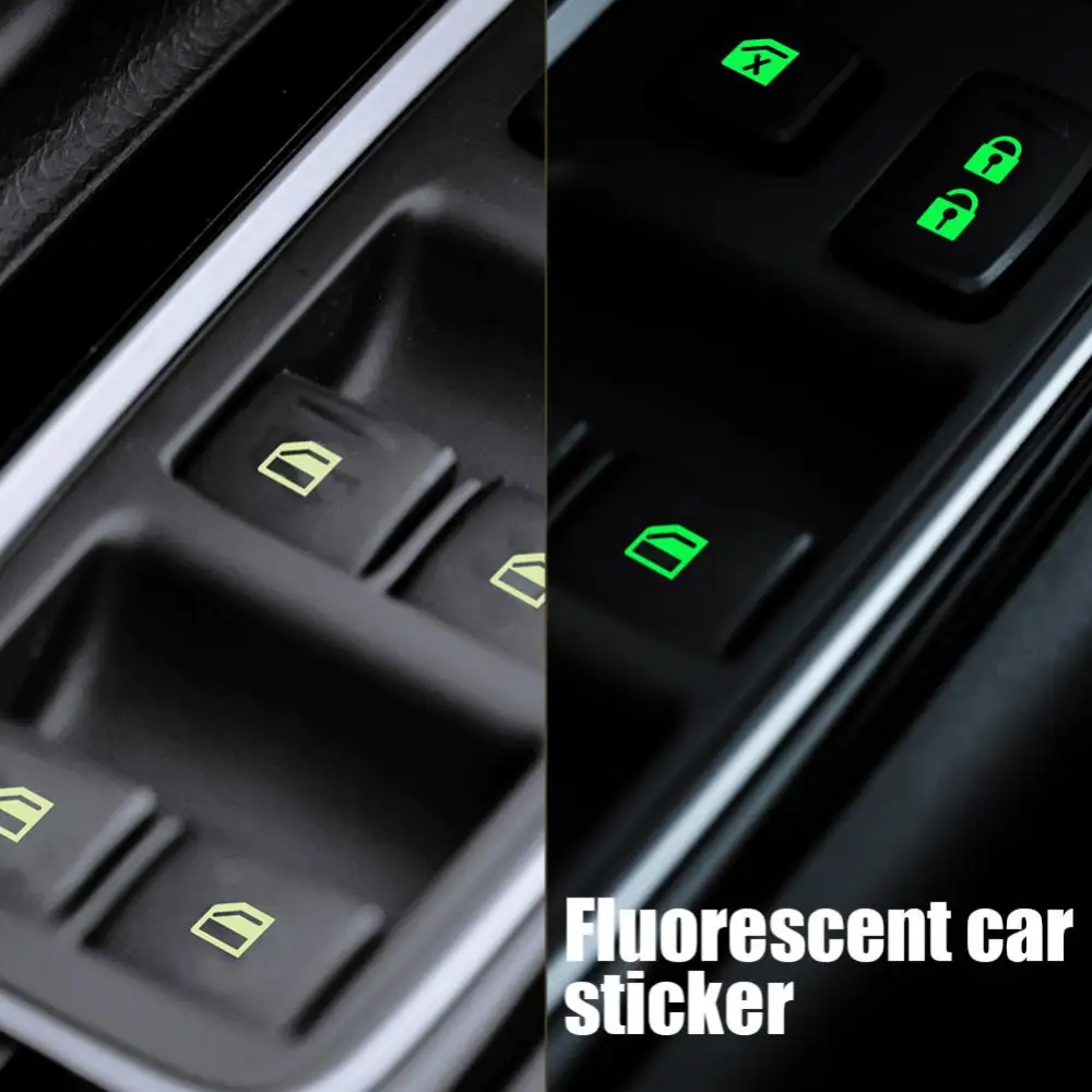 Car Interior Accessories Practical Durable Fluorescent Luminous Sticker Car Accessories Car Window Lift Switch Sticker