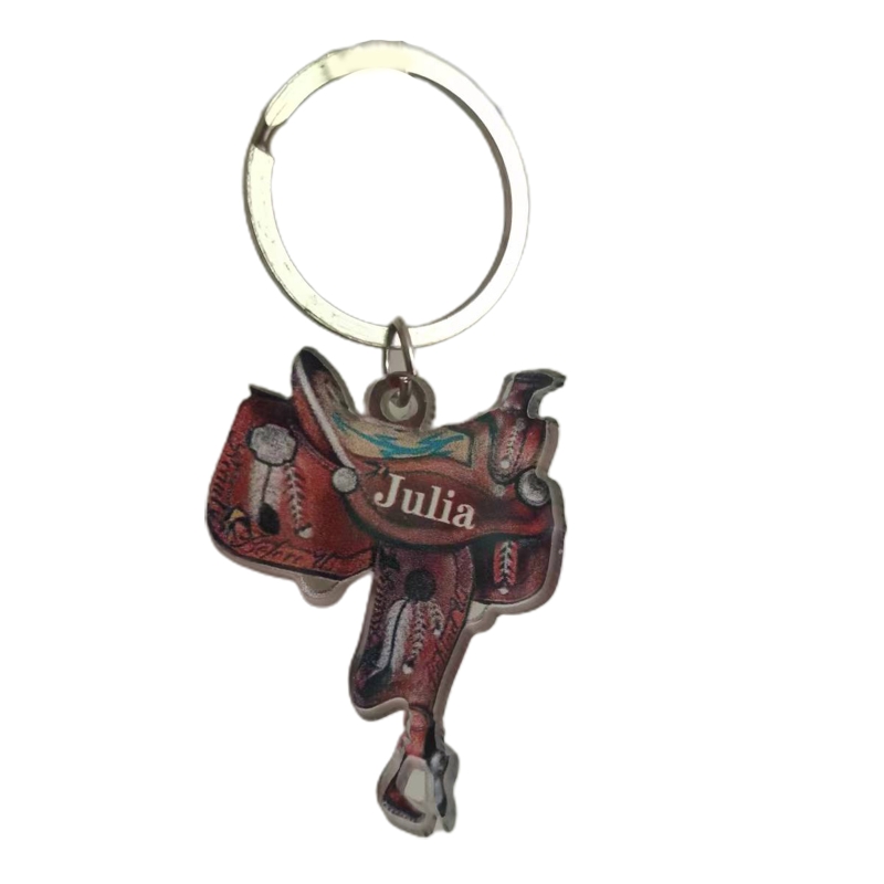 Western Horse Saddle Keychain Western Car Interior Decor Keychain for Key Gift for Horse Lover Acrylic Keyc