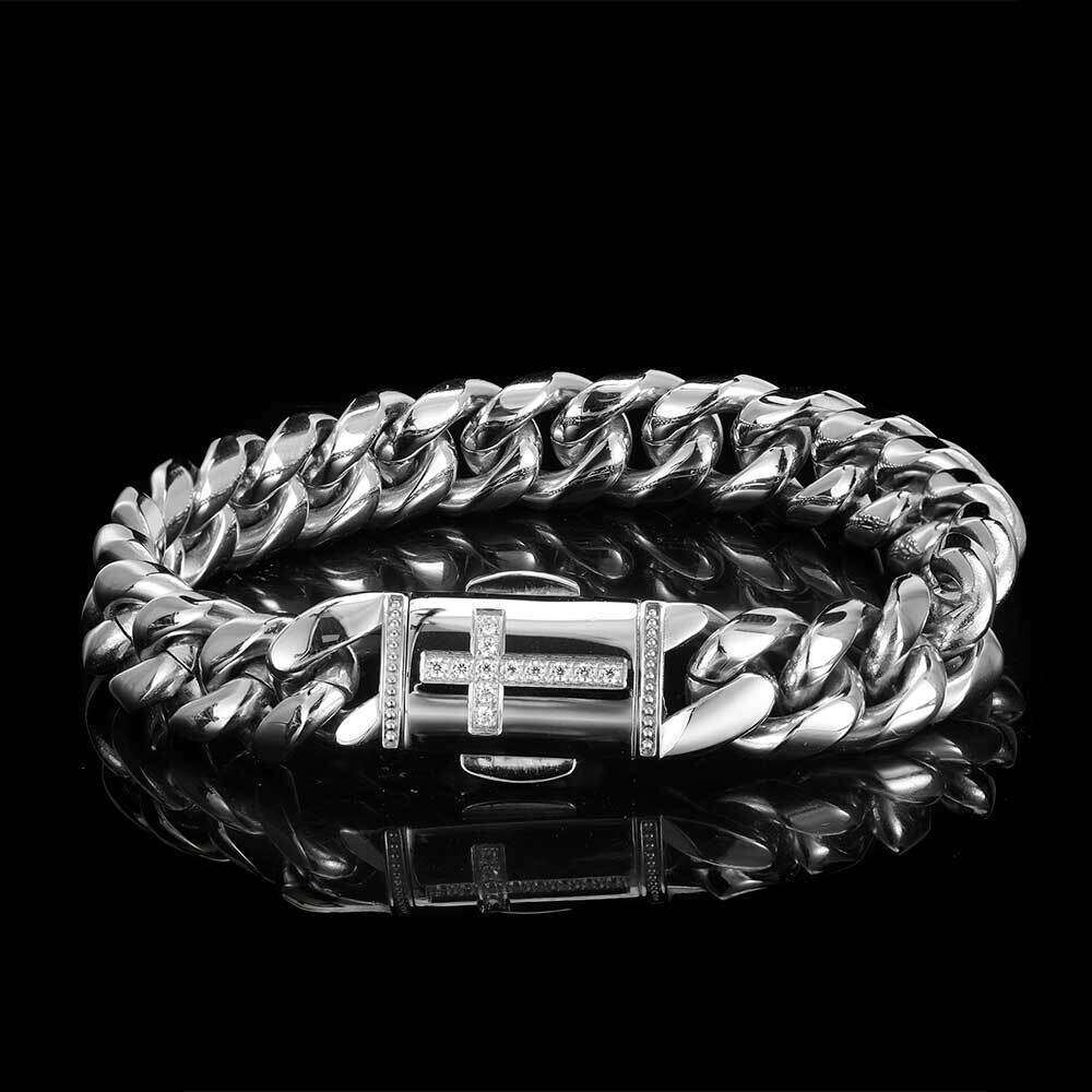 hot selg 12mm cuban chain miami micro inlaid spring buckle personalized head trendy bracelet