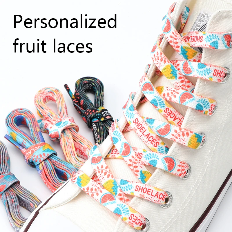 Canvas Casual Shoelaces Fruits Flat Shoe Laces for Sneakers Kids Women Man Shoelace Colorful Classic Shoe Lace Shoestrings 2pcs smile