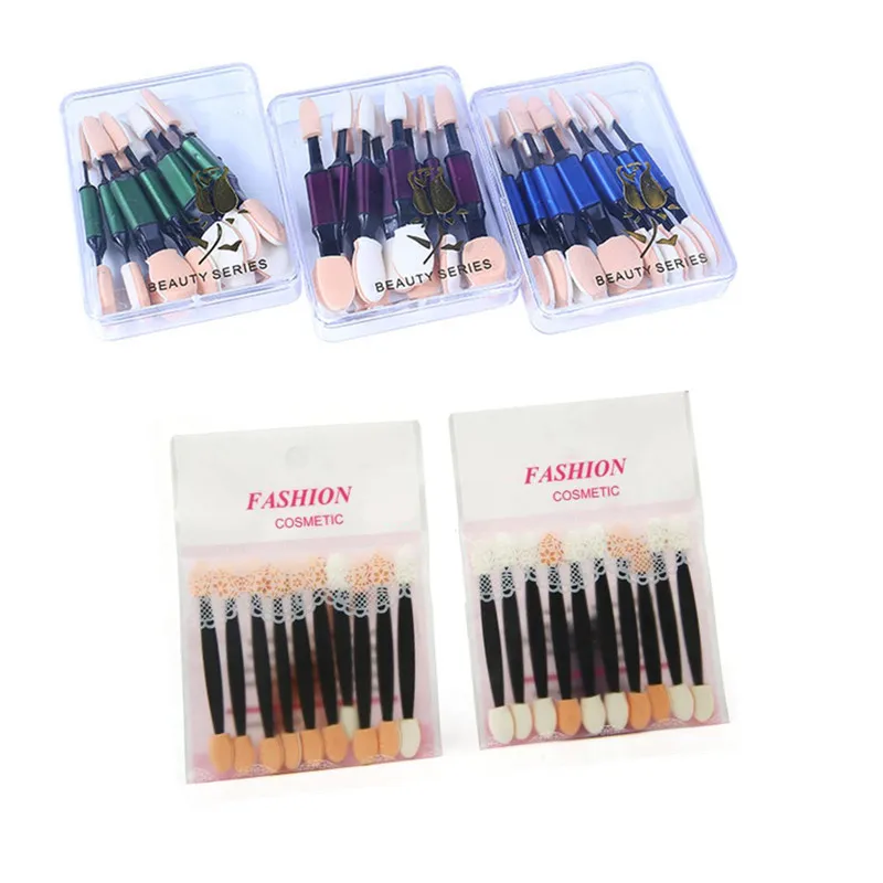 Portable Ended Double 10pcs Eyeshadow Brush Pro Sponge Stick Eye Shadow Applicator Disposable Beauty Makeup Tools smile
