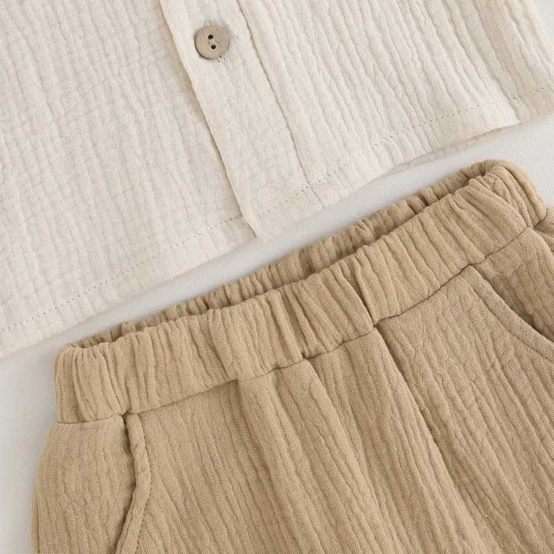 Clothing Sets 2023 Kids Outfits 2 Pcs Linen Cotton Infant Baby Boys Clothing Sets Newborn Top T-Shirt+Solid Color Pants Children Suit