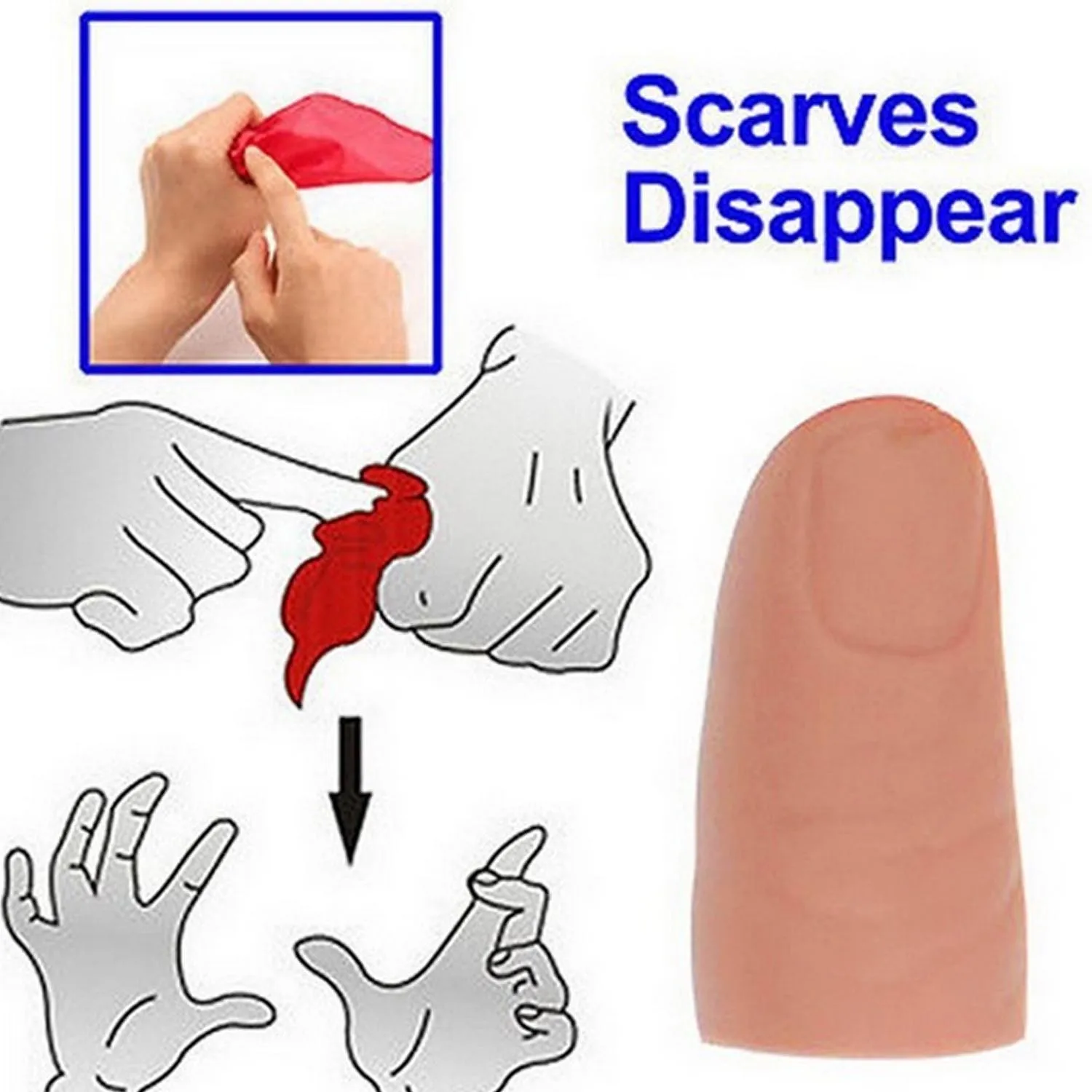 2/10PCS 2025 Magic Plastic Thumb Tip Fingers with Red Silk for Close new Up Vanishing Appearing Magic Tricks Props