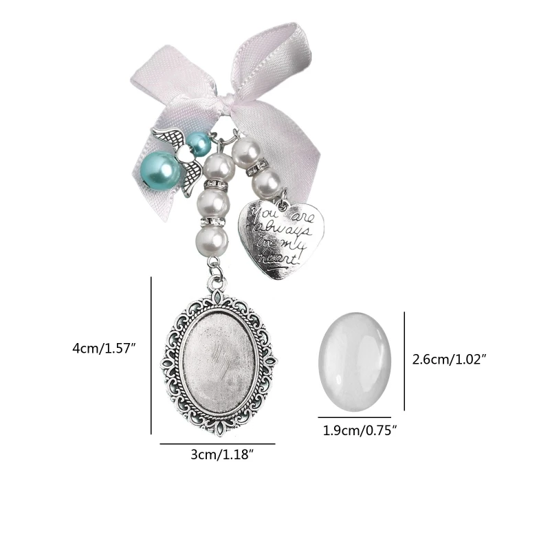 517F Wedding Bouquet Charm Lace Oval Bridal 2025 Bouquet Angel Charm Memorial Photo Charm You Are Always in My new Heart Charm
