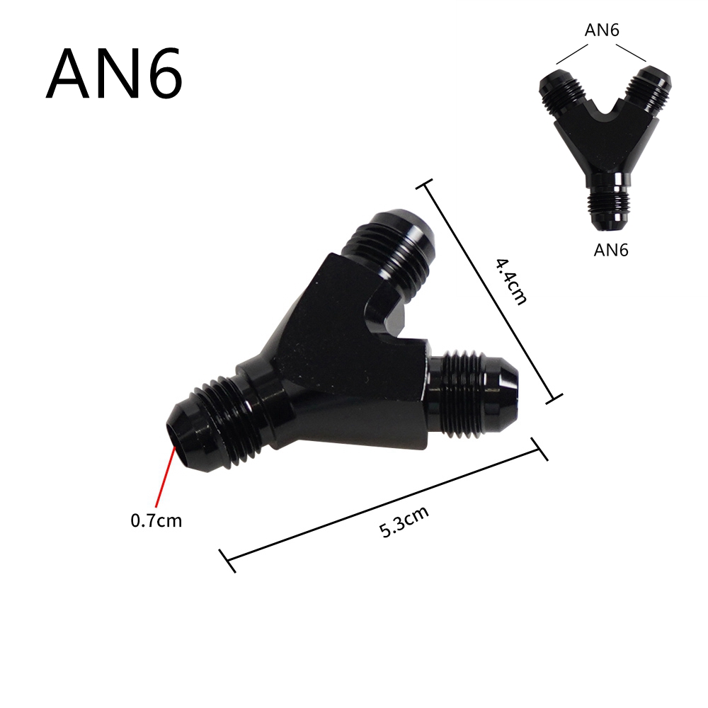 AN4 AN6 AN8 AN10 Universal Y Adapter Block Male Thread Fuel Hose Fitting Adapters Tee oil pipe joint Aluminium Black
