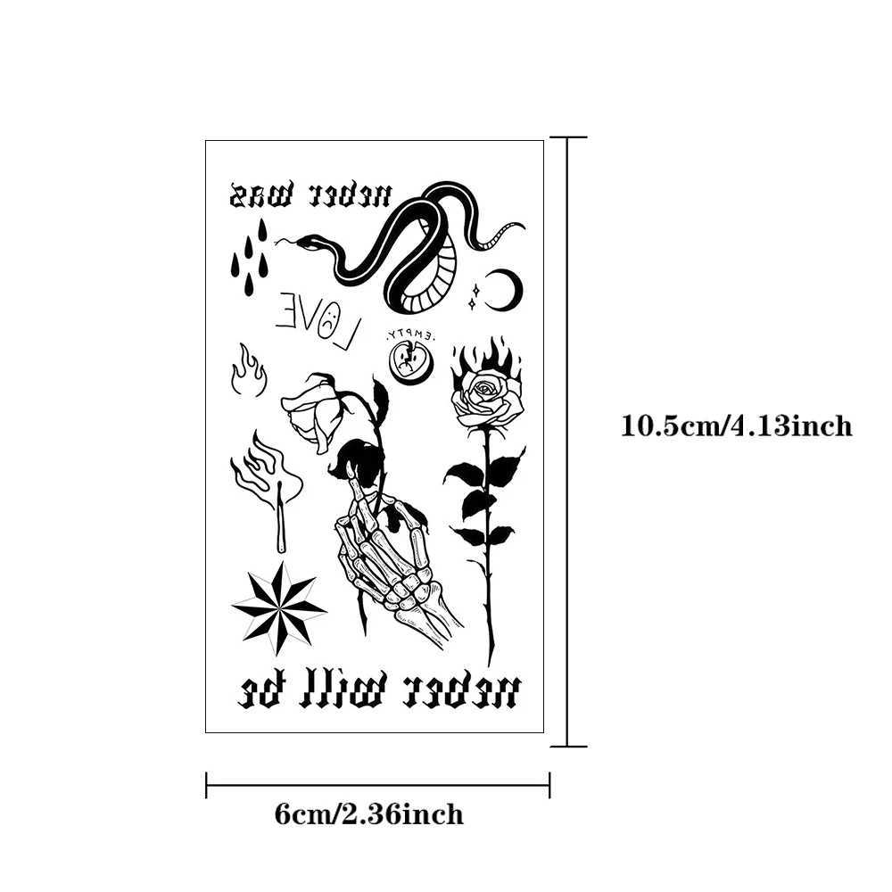10 waterproof temporary tattoo stickers dark symbols emoticons flower skeletons body art arms fake tattoos womens necks hands W241109