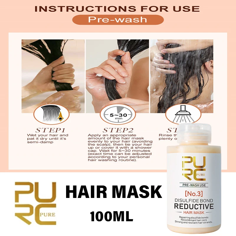 PURC NO.3 Hair Mask Disulfide Bond Reductive Repair Damaged Straightening Smoothing Keratin Women Treatment Hair Care Products