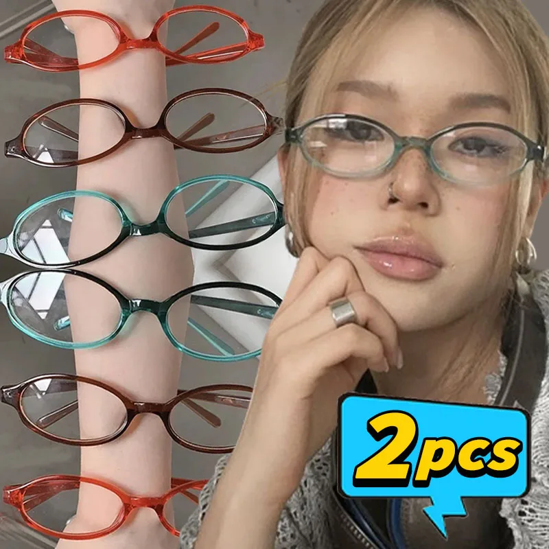 e Oval Small Y K pcs Vintage Glasses Girls Style Red Green Frame Glass Eyewear Decorative Outdoor Anti blue Eyeglasses Gifts