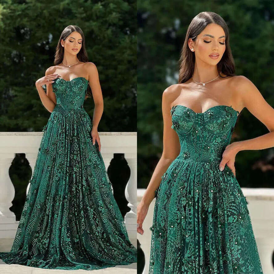 Evening Vibrant Dresses A E Appliques Sequined Lace Strapless Backless Prom Gown Party Dress Vestido De Noite Custom Made