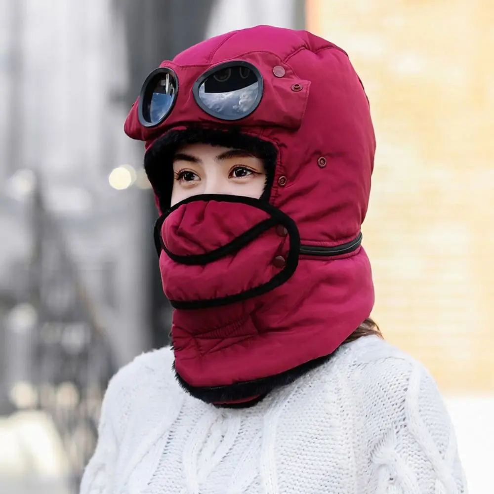 Head Cover Face Full Women Man Winter Warm with Glasses Mask Windproof Beanies Cycling Caps Thermal Trapper Hat smile