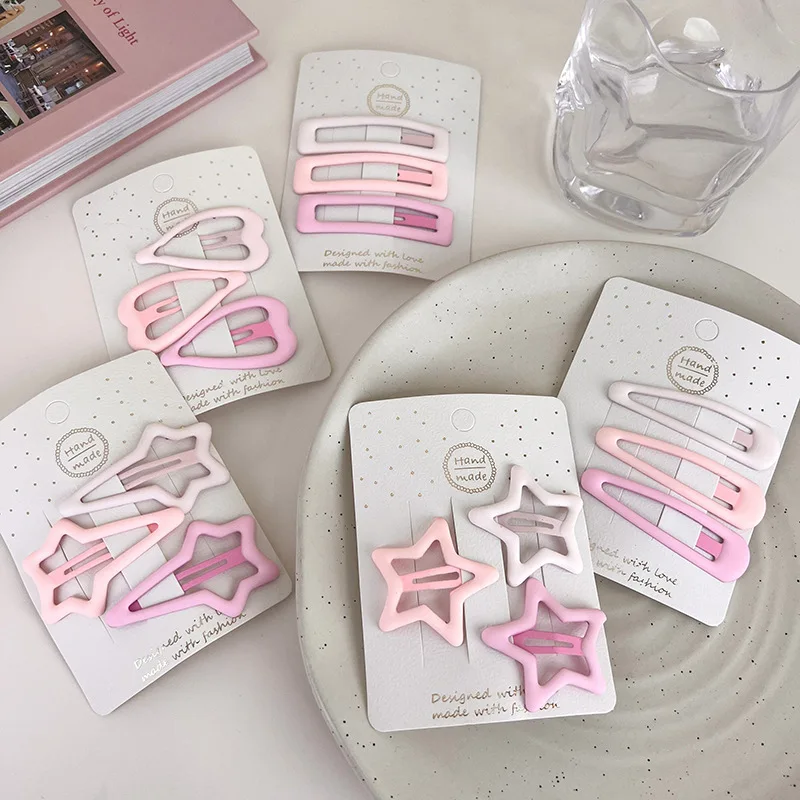 Pink Star UXSL Gradient Hair Clip For Womens Girls Sweet Side Clip Hairpin Hair Decorate Alloys Barrettes Child Hair Accessories smile