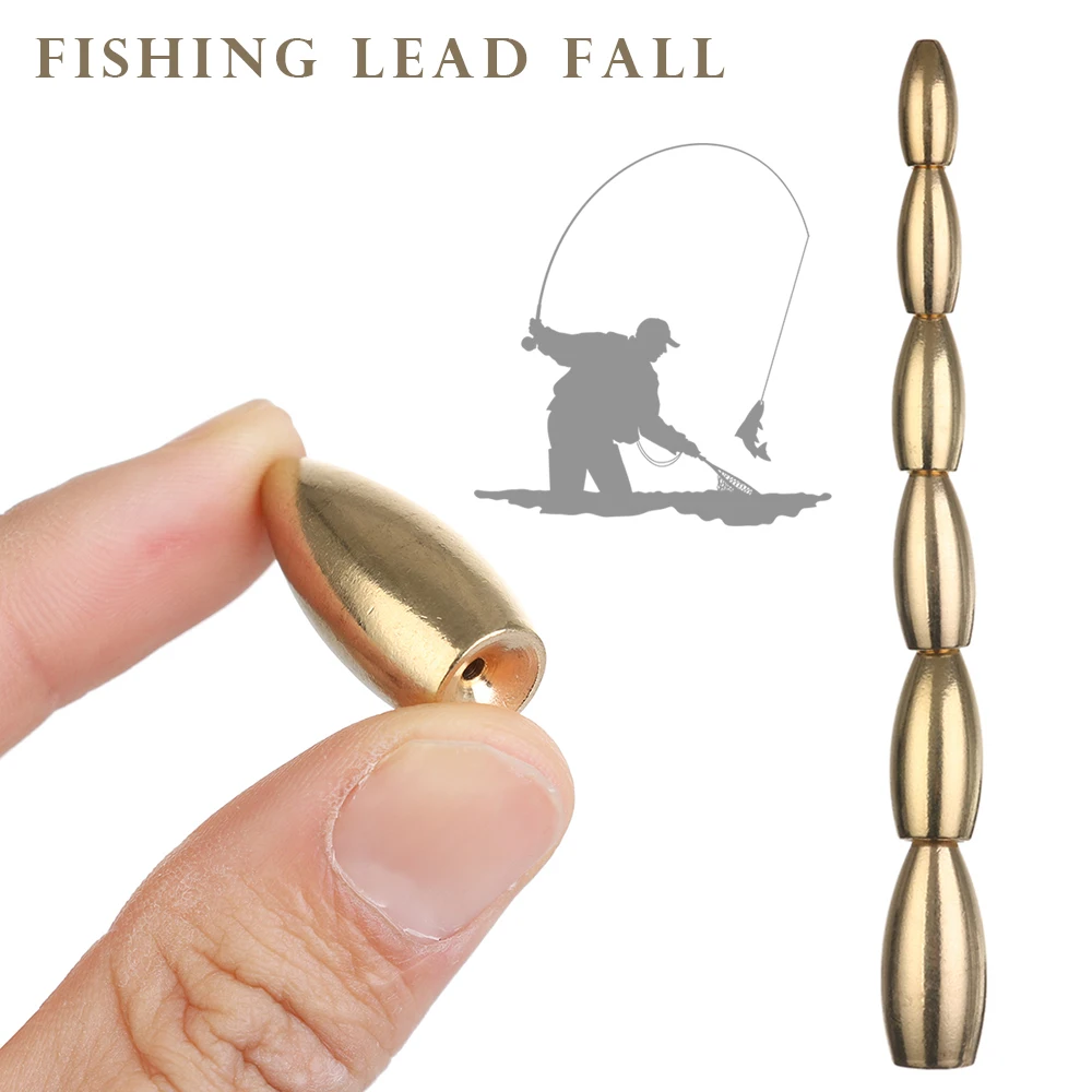 3.5/5/7/10/14/21g Brass Copper Line Sinkers Hook Connector Flipping/Worm Weights Fishing Bullet Shape Lead fall Accessories