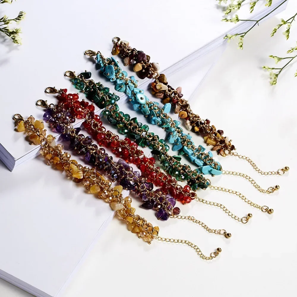 Bracelet Women Charm For Gift Natural Irregular Amethyst ddmysmile Tiger Eye Red Coral Bohemia Bracelets Jewelry Leisure Free Shipping Smile