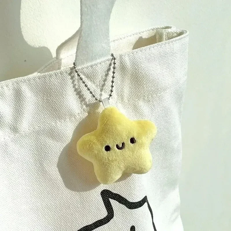 Plush Keychain Stars Kawaii Cute Stuff Pendant Squeak Keychain Charms Backpack Bag Accessory Adorkable Gift for Kids Girlfriend smile