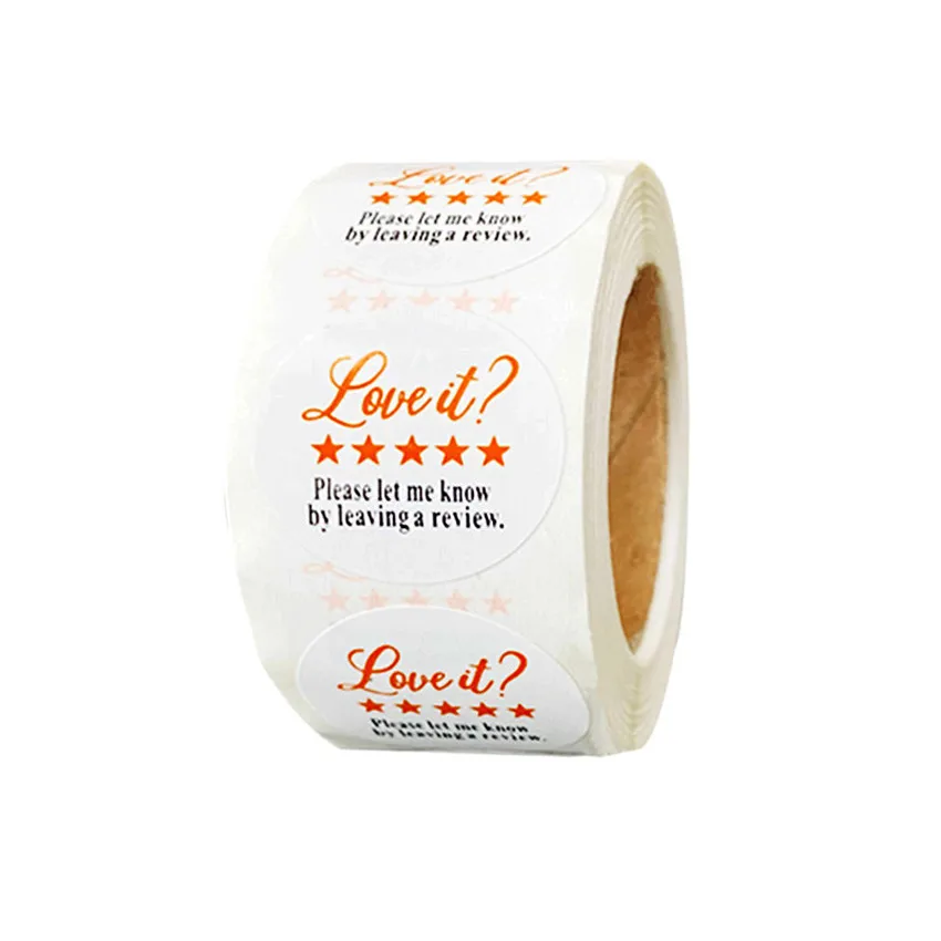 Love ? 500Pcs it Please Leave A Review Sticker Thank you Label for Small Shop commodity Packaging Handmade crafts gift stickers smile ?