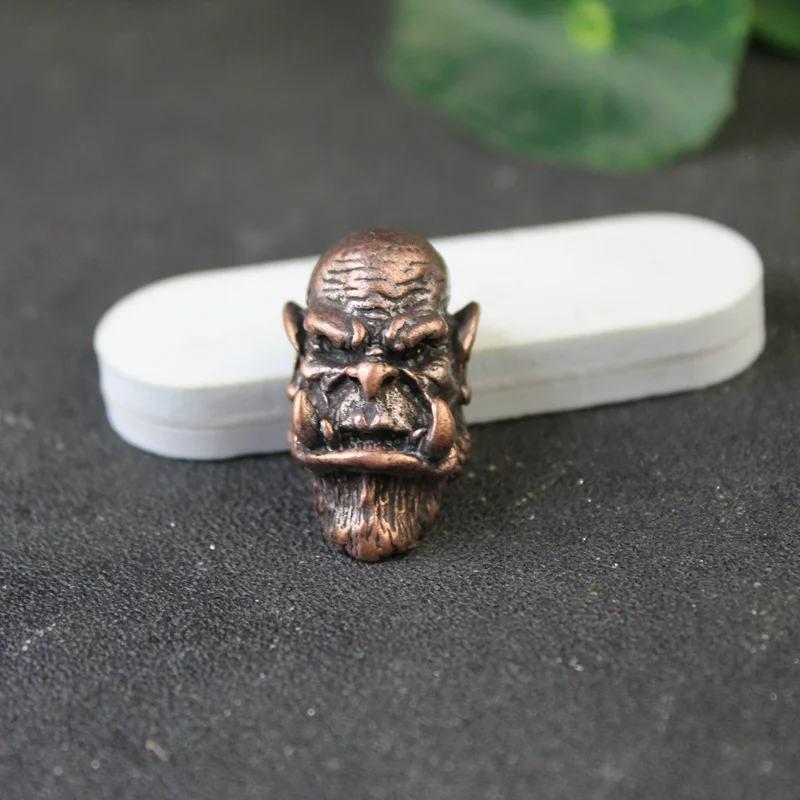 Orcish Chief Brass Warrior Knife Beads DIY Paracord Rope Accessories Durotan Figurines Lanyard Pendant EDC Outdoor Tool Hanging smile