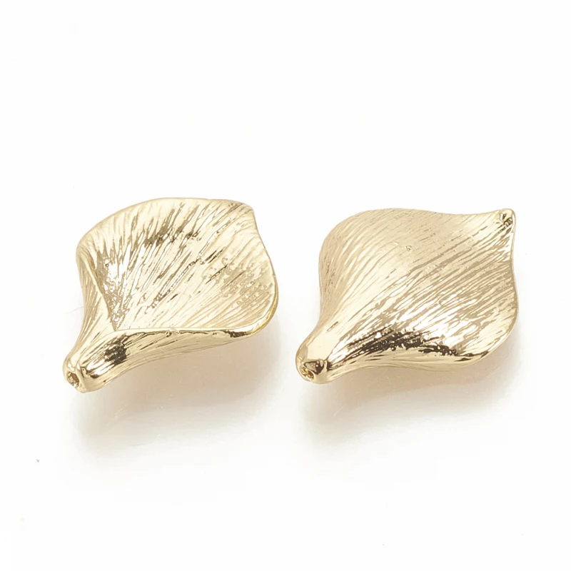 2 pc Brass Bead Caps Apetalous Flower Nickel Free Real 18K Gold Plated 12.5x10.5x10mm Hole: 1.5mm