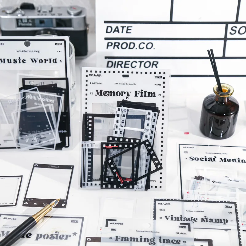 MOHAMM Reteo 15 Sheets Film Border Stickers for Scrapbooking DIY Decorative Material Collage Journaling smile