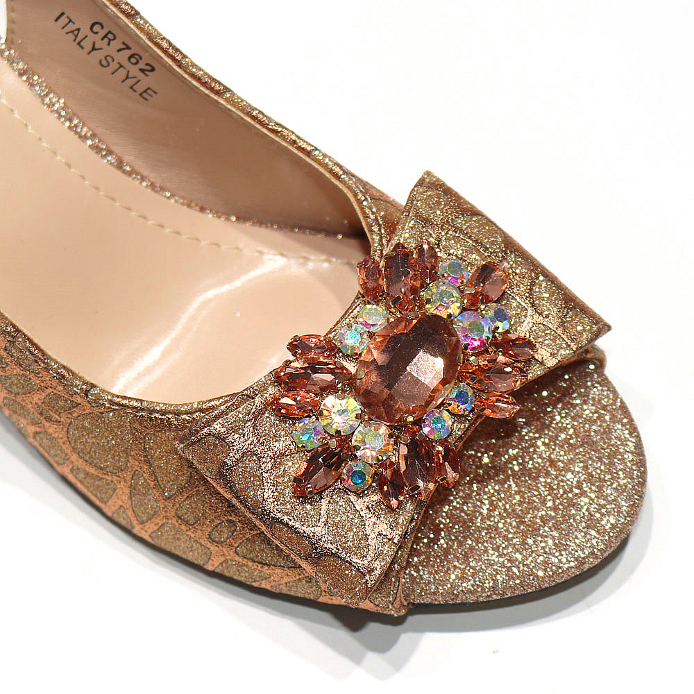Champagne Color Ladies Sandals with Butterfly Design, High Heels Shoes and Bag Set for Office Women Party 4