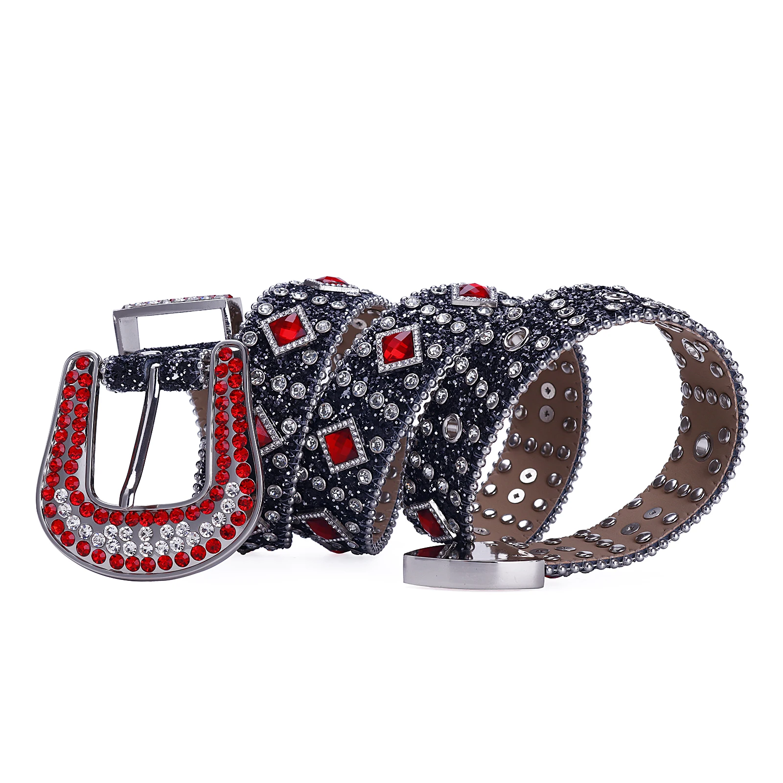 Western Belts Rhinestone Strap Dia PU Leather Bling Ladies Belt for Men Jeans Waistband cinturones para hombre smile