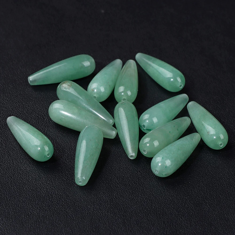 Natural Water Drop Stone Bead 10x30mm Chalcedony Amethysts Agates Loose Spacer Charms Bead For DIY Bracelet Earrings Accessories