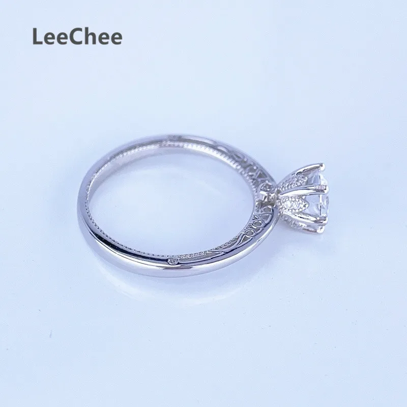 Ring Moissanite 1CT 2CT Lab Dia with Certificate 6.5MM 8MM Fine Jewelry Real Sterling Sier for Women Anniversary Gift smile