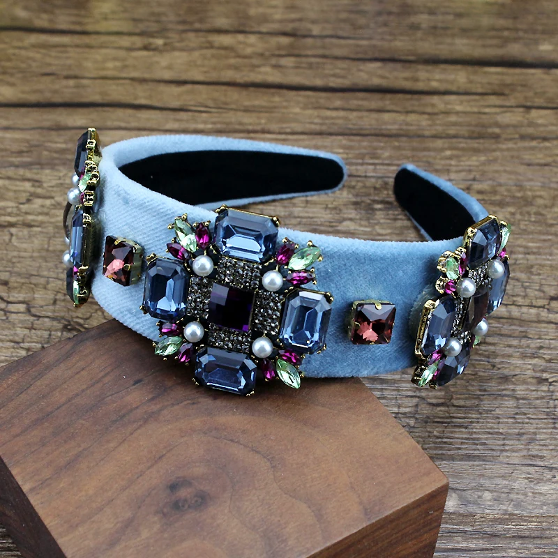 Jewelry Vintage Bridal Hair Pageant Baroque Hairbands Brown Crystal Diamante Headbands For Women Wedding smile