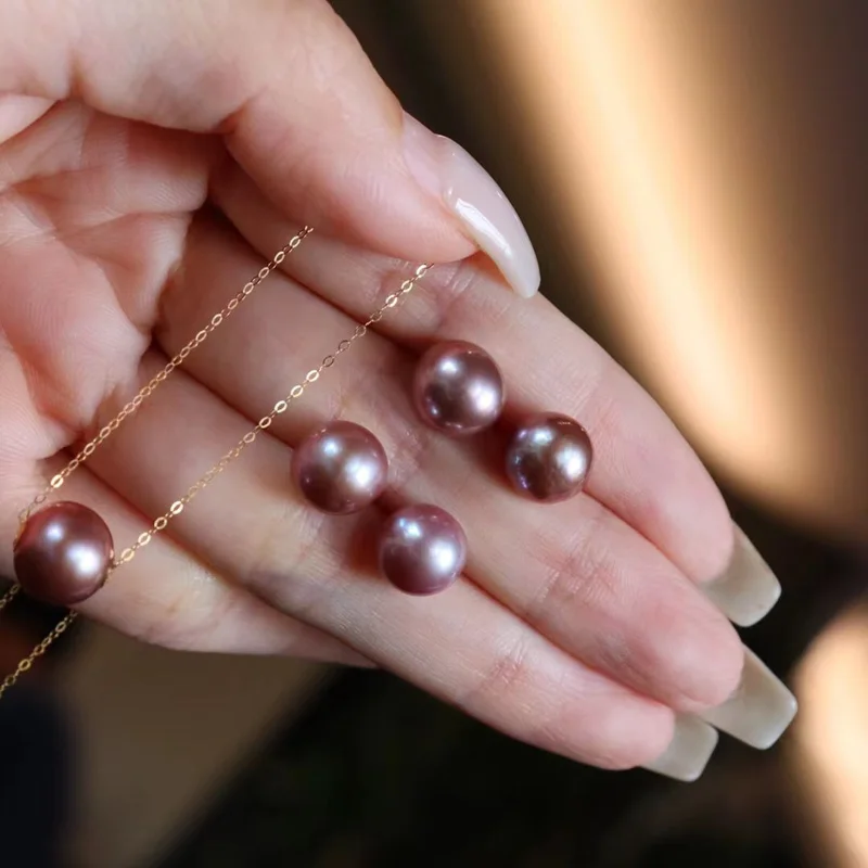 Elegant Purple VANTJ Natural Pearl Jewelry Sets Sterling Real Yellow Gold ddmysmile For Women Lady Party Wedding Jewelry Gift Smile