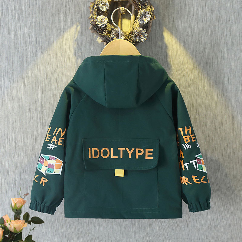 Designer Thin hooded 2025 new assault jacket and Autumn Spring children's blue casual Children's clothing free shipping