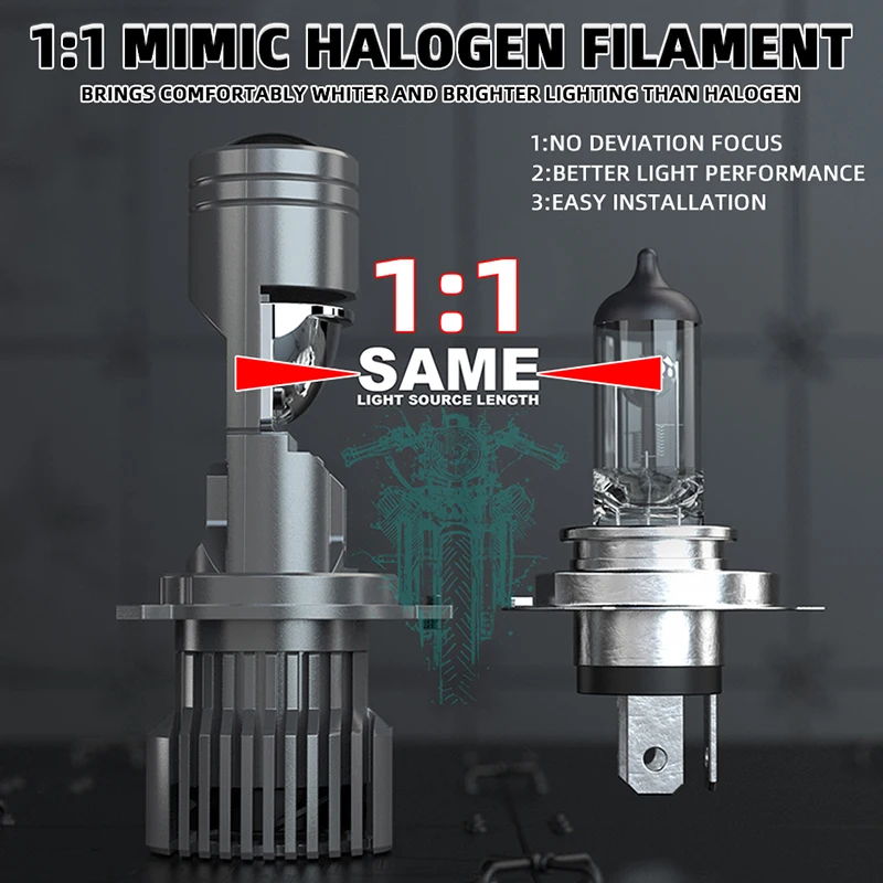 H4 LED Projector Car Headlight Bulbs 800000LM 1000W Bi LED Lens H4 Mini Projector 7530 CSP Lens Turbo Auto Headlamp LHD RHD