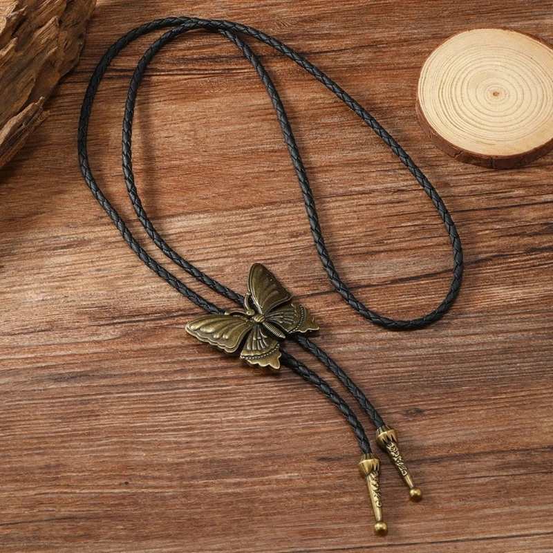 1pc/2pcs Adjustable Tie Bolo Popular Cowboy Teens Men Women Dance Necktie Gothic Shirts Alloy Butterfly Buckle Pendant smile
