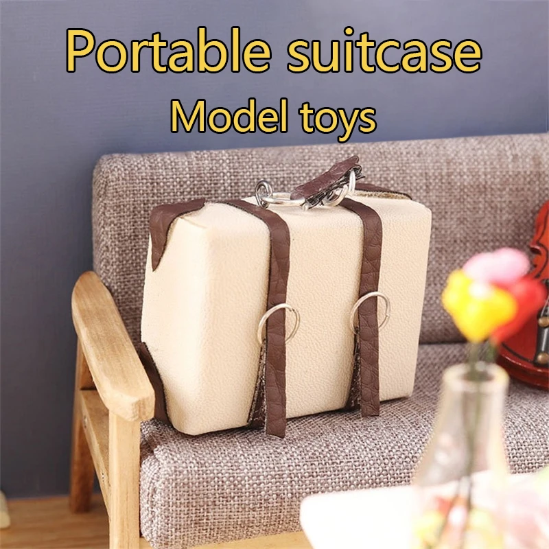 Leather Miniature 1:12 Dollhouse Suitcase Lage Box Briefcase Mini Bag Home Model Doll House Life ddmysmile Scene Decor Accessories Smile