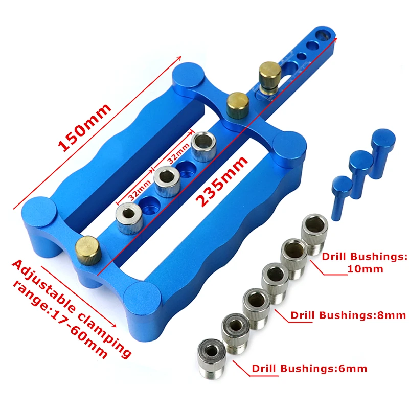 Self-centering Woodworking Doweling Jig Kit 6/8/10mm Drill 2025 Guide Wood Dowel Puncher Locator new For Household Carpentry Tools