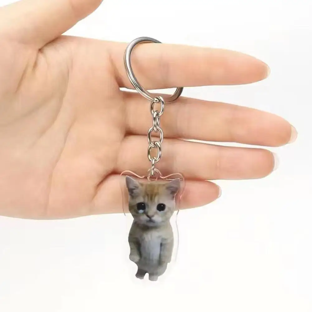 Cute Cat Mini Banana Meme Keychain Set Girl Students Funny Happy Love Bread Black Cat Keyrings Small Pendant Phone Chain Jewelry smile