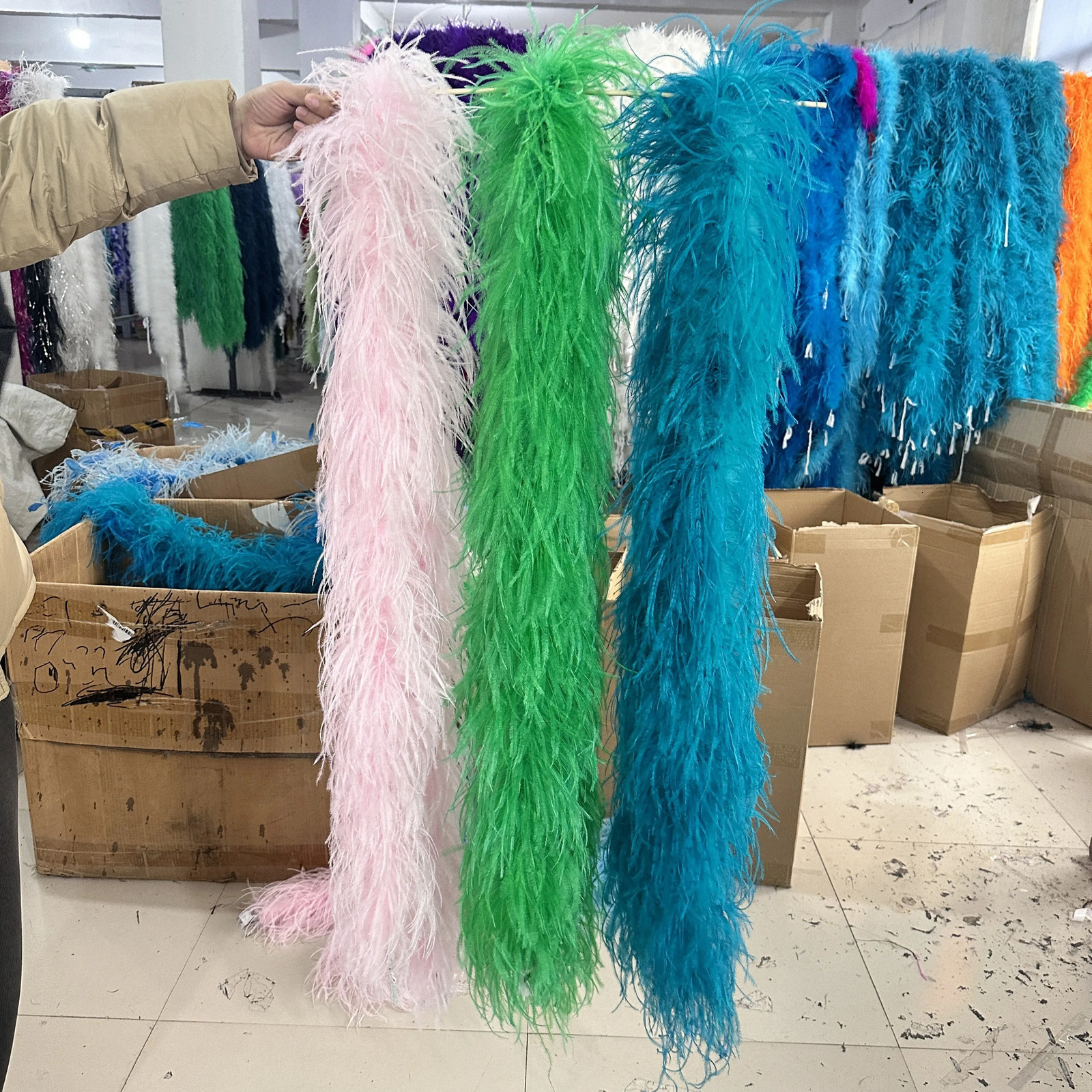 2M Real Ostrich Feathers Boa Decoration for Wedding Party Dress Shawl Clothes Sewing Accessories Crafts Plumes 1 3 5 9 20 PLY 241108