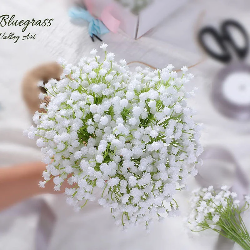 Breath Artificial Gypsophila Baby's Flowers Bouquets PU Fake Flower for Wedding Party Wreath Floral Arrangement Home Decoration smile