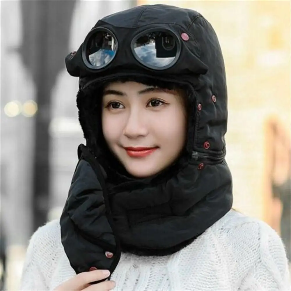 Head Cover Face Full Women Man Winter Warm with Glasses Mask Windproof Beanies Cycling Caps Thermal Trapper Hat smile