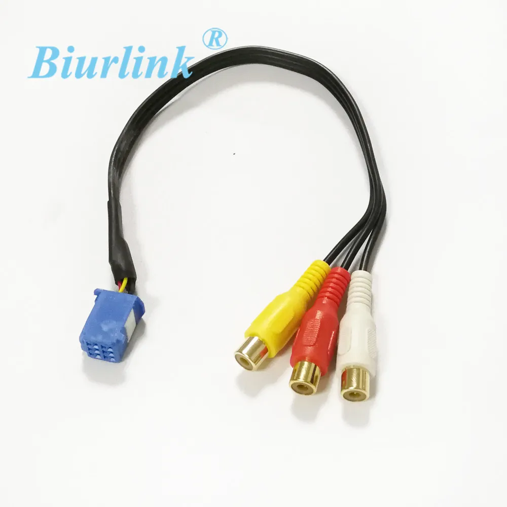 Biurlink Car RCA Adapter VTR Cable For Toyota 6 Pin Blue AV Port