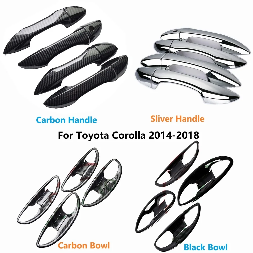 For Corolla Ruili166 Toyota 2014 2015 2016-2018 Chrome Door Handle Cover Trim Sticker Exterior door handle sticker For Corolla smile