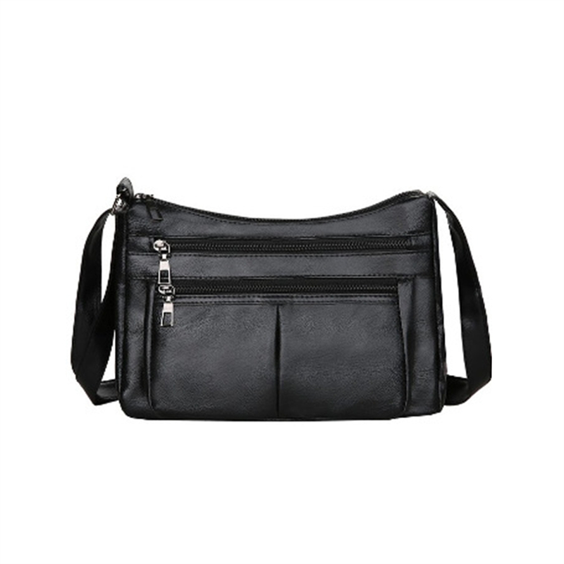 Ladies Crossbody Bag New Casual Female Bag Soft PU Leather Shoulder Multi-pocket Shoulder Bag Solid Color