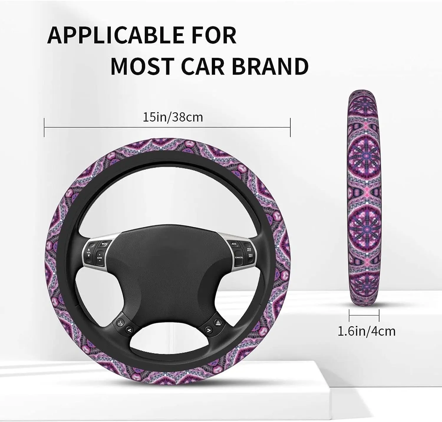 Boho Steering Purple Car Wheel Cover Universal Neoprene Anti Slip Car Accessories Decorative Wheel Protector Sedans Cars Trucks smile
